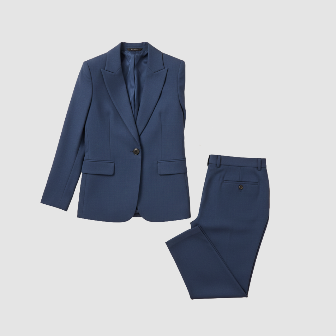 Women's custom tailored two-piece suit jacket and trousers elegant professional two-button blazer