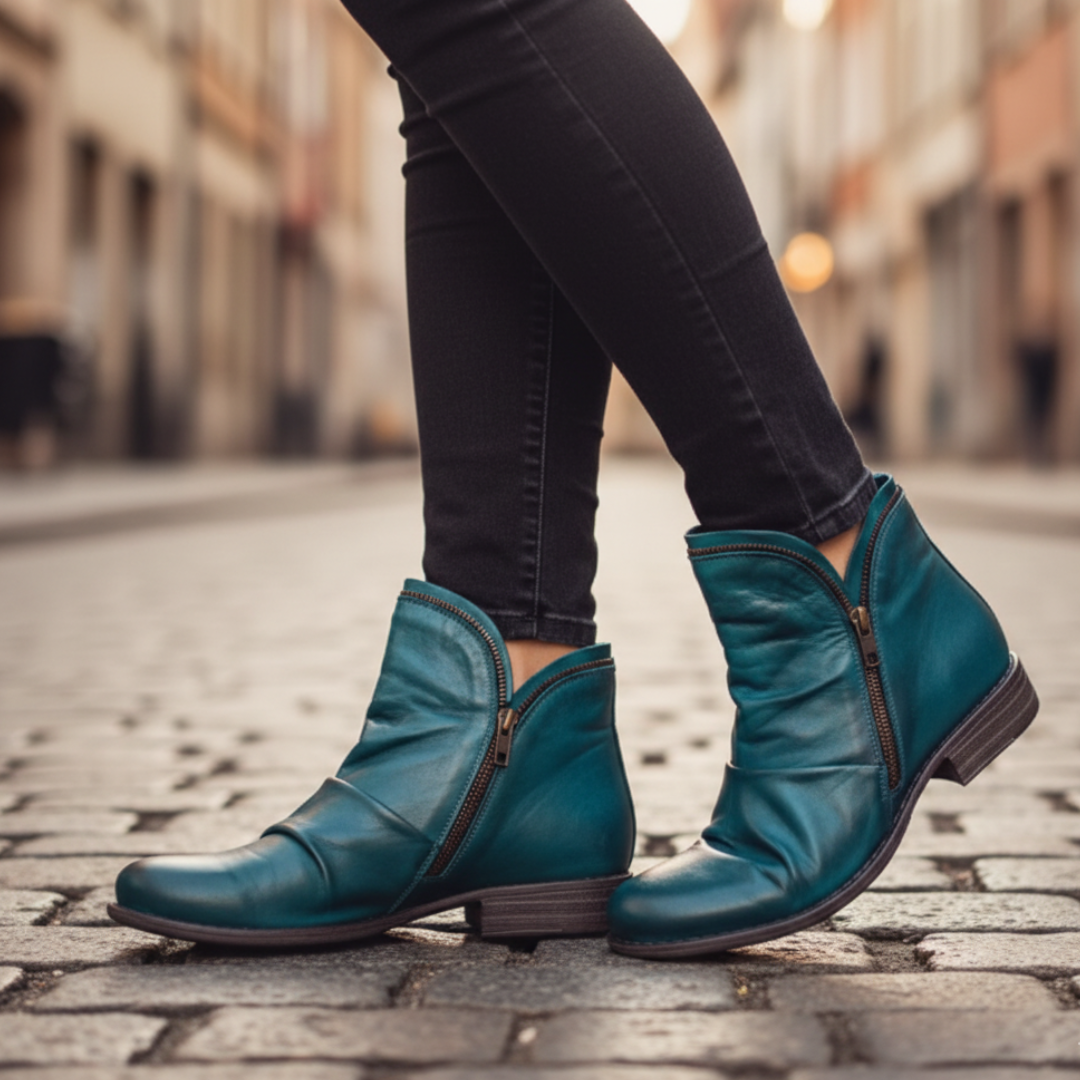Women's black ankle boots with side zipper, sleek silhouette for effortless everyday casual style