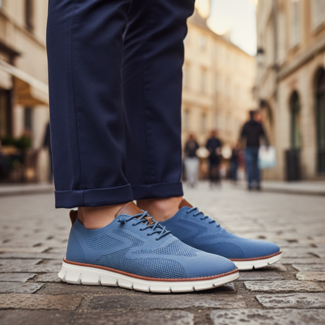 Men's breathable mesh sports shoes with durable rubber sole, lightweight sporty-casual design for all-day comfort