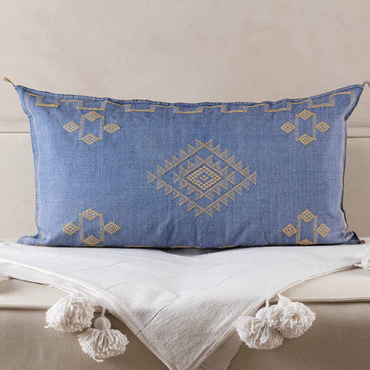 Blue Cactus silk pillow cover - Urbann-Vibe