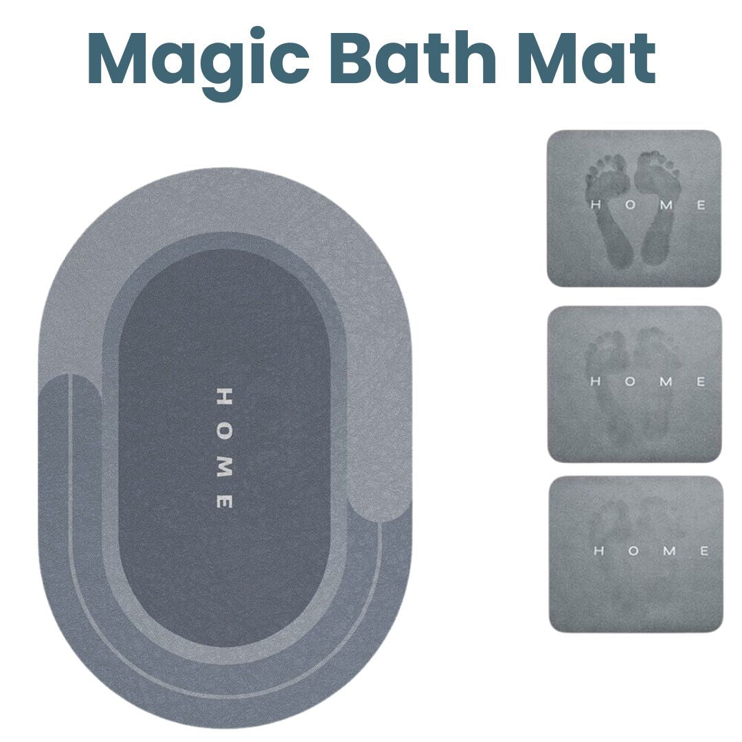 Minimalist oval bath mat non-slip absorbent quick-dry surface for small modern bathrooms