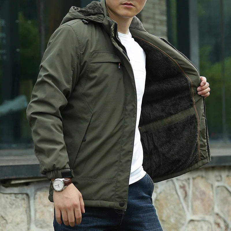 Men's Boreal thermal winter jacket, rugged navy insulated coat with slim fit and wind-resistant shell
