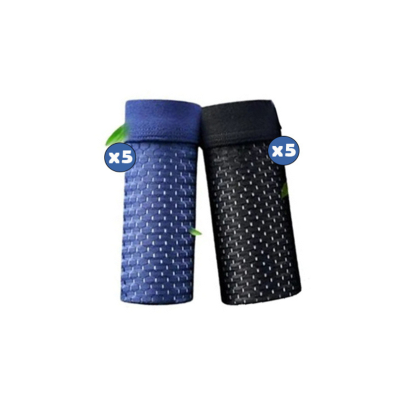 Men's fitted bamboo boxer briefs with geometric mesh thigh-length design for all-day comfort