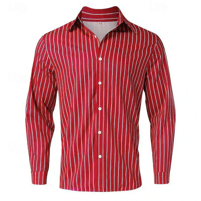 Men's Luke striped button-up shirt regular fit long sleeves soft cotton blend classic everyday style