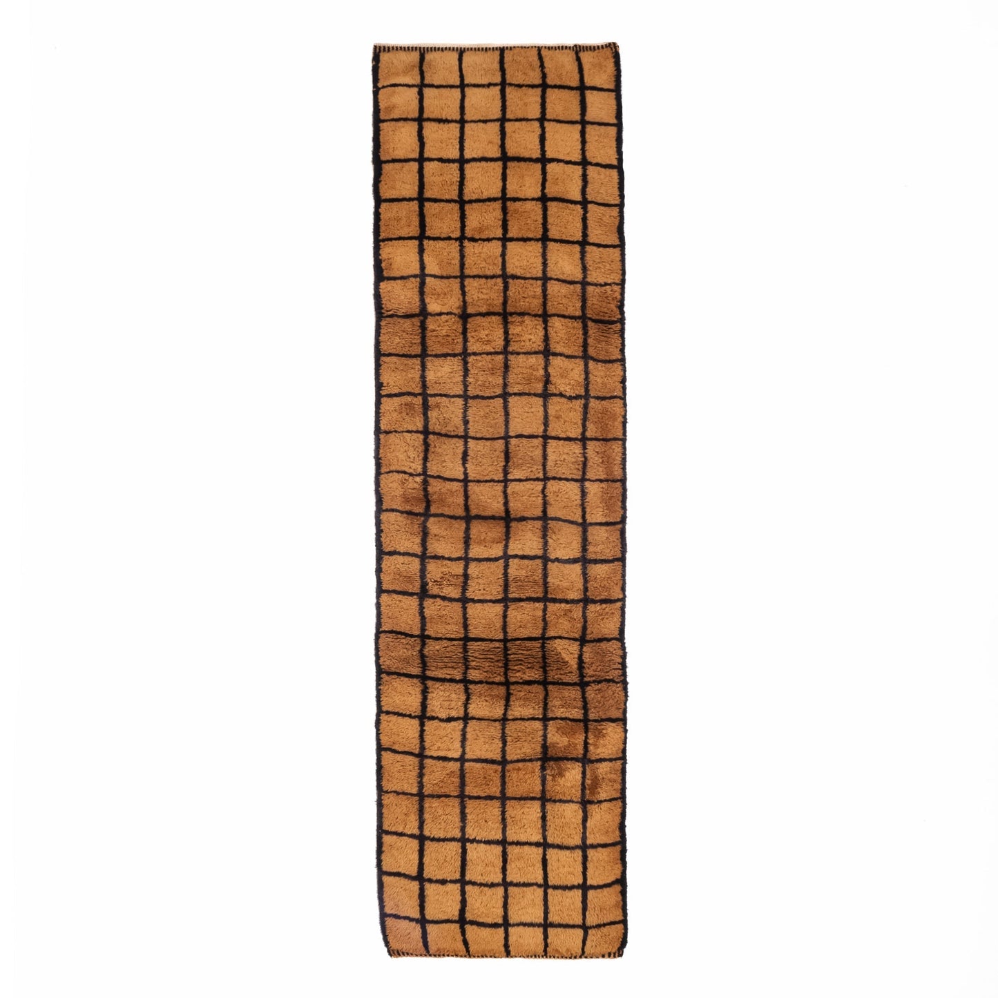 Bronze Grid - Luxury Shag Moroccan Runner Rug - Urbann-Vibe