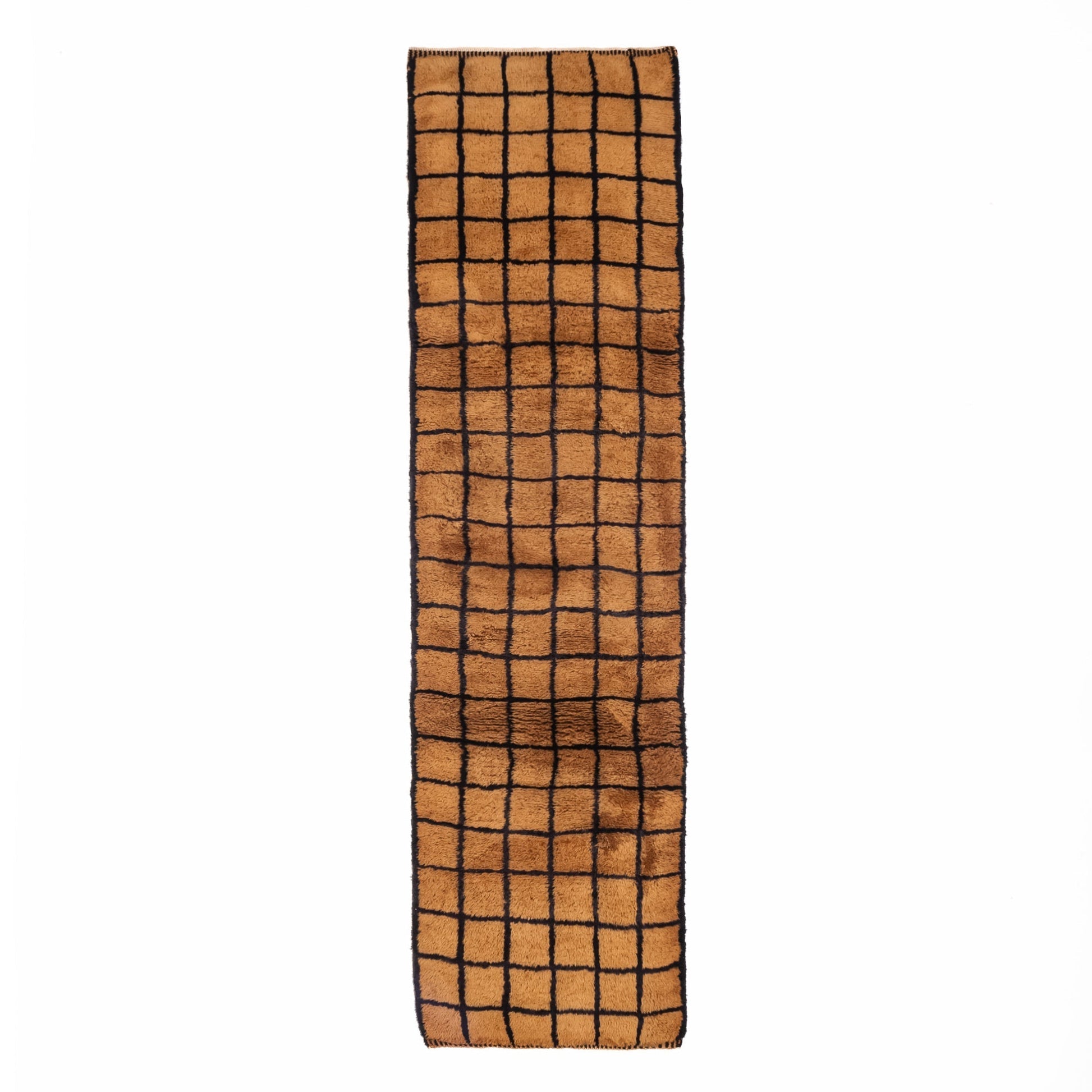 Bronze Grid - Luxury Shag Moroccan Runner Rug - Urbann-Vibe