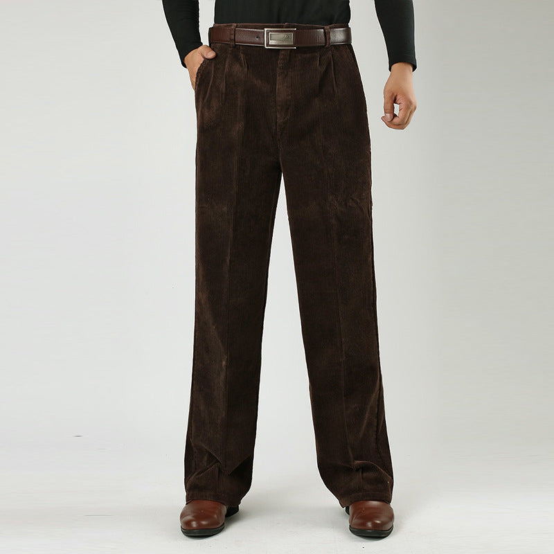 Men's high-waist pleated dress pants relaxed fit elegant casual officewear tailored silhouette