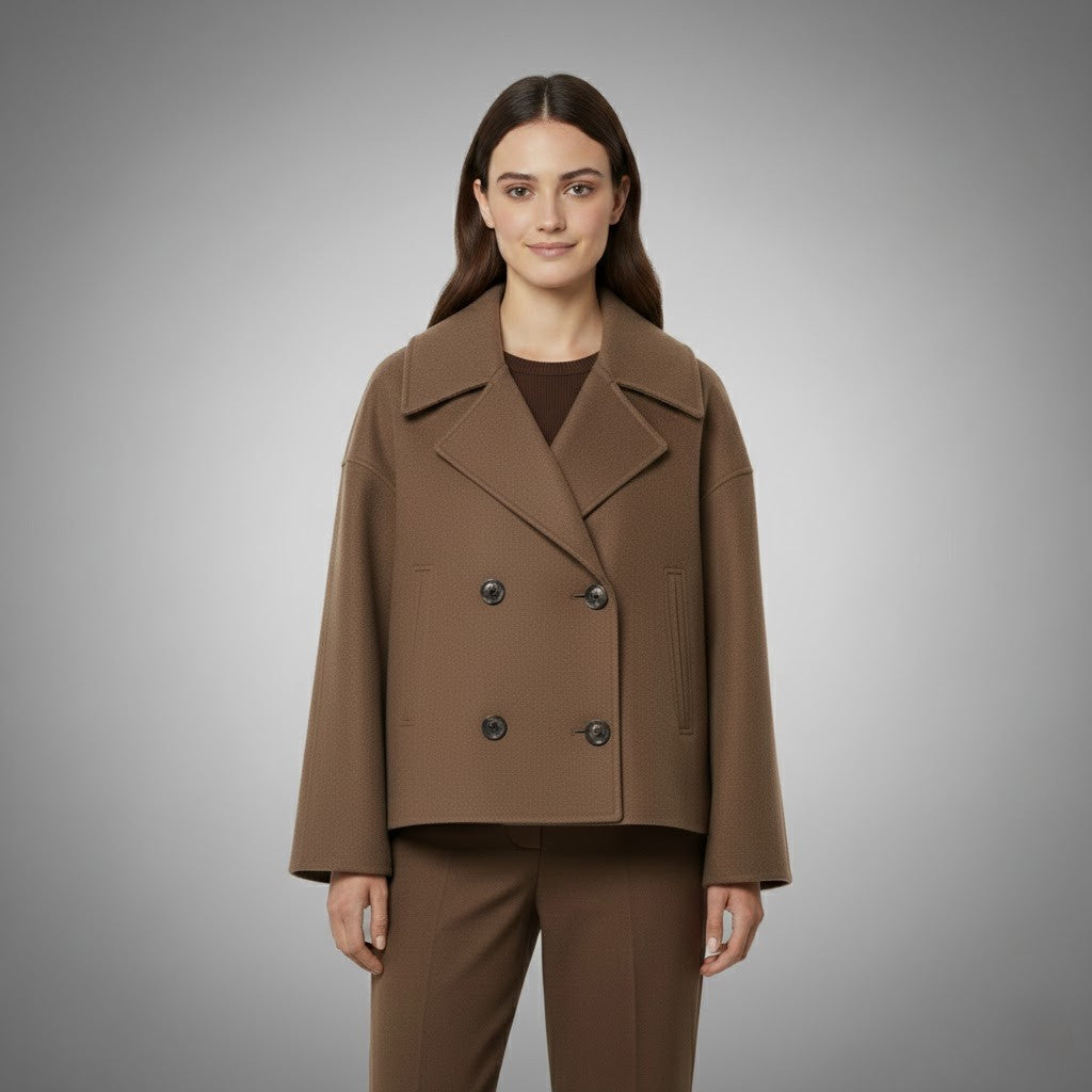 Women's cropped double-breasted short jacket Georgia Classic tailored fit timeless elegant style