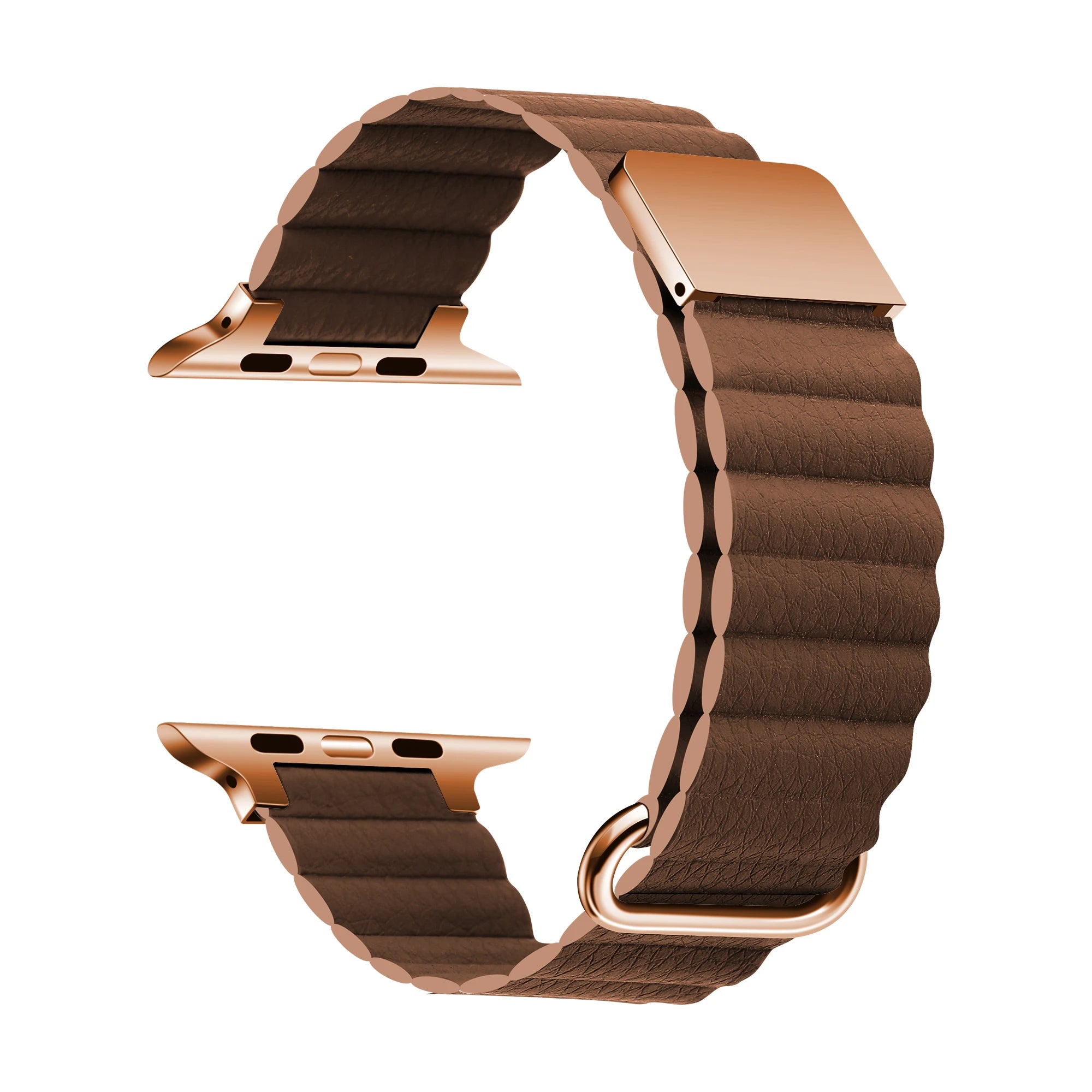 Blush genuine leather Watch band ridged texture magnetic closure everyday professional style