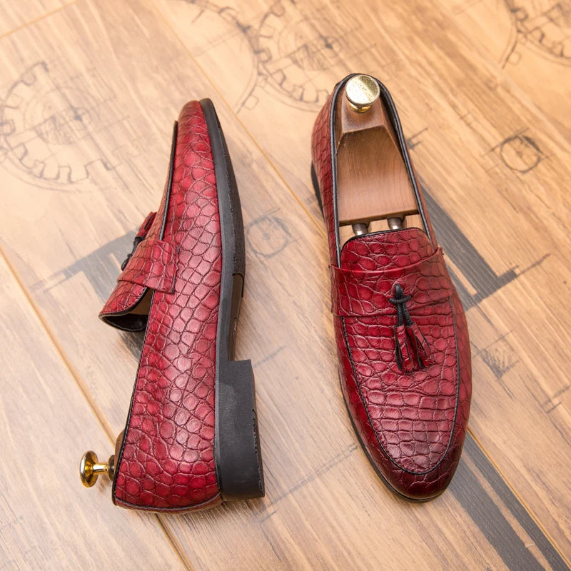 Weston tassel loafer croc-embossed leather slip-on shoe professional polished style
