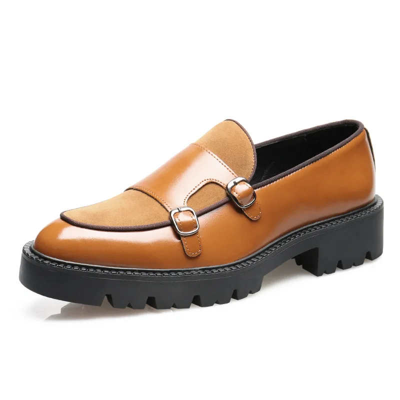 Valemont monk strap loafer velvet suede gloss leather dual straps lug sole men