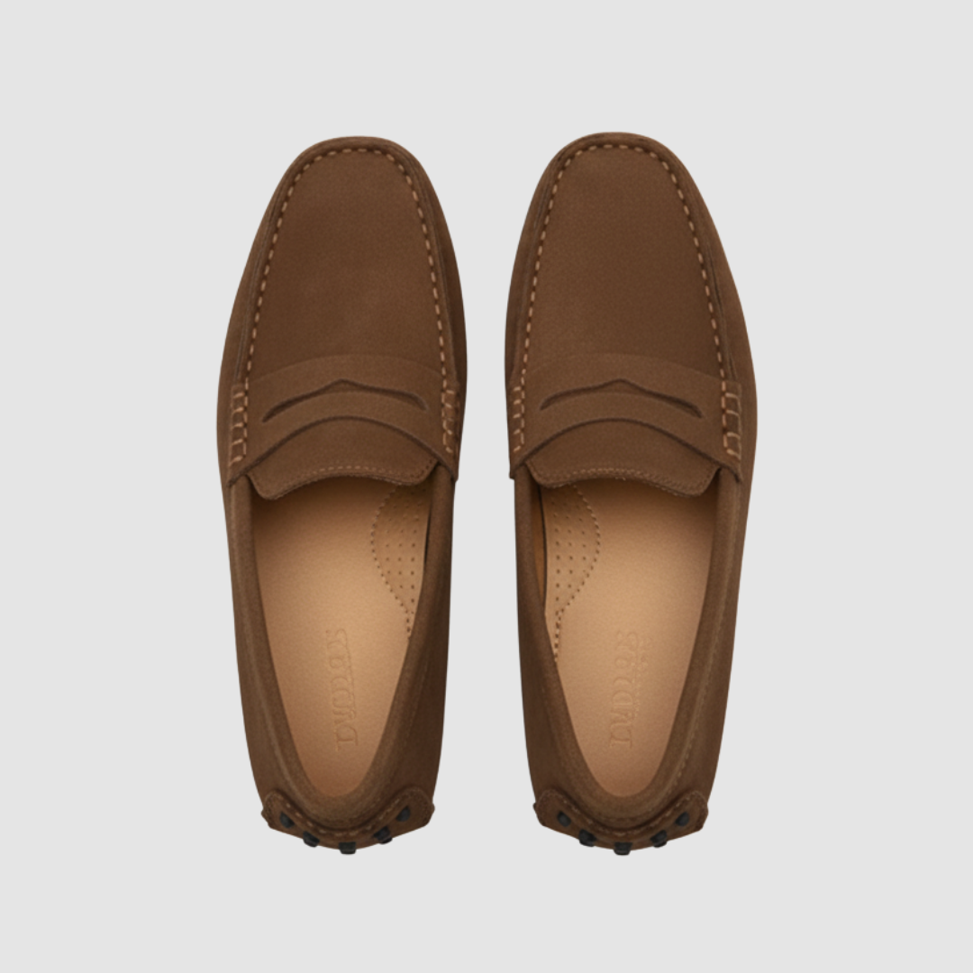 Men's suede leather moccasins casual slip-on loafers with soft comfort fit, available in six colors