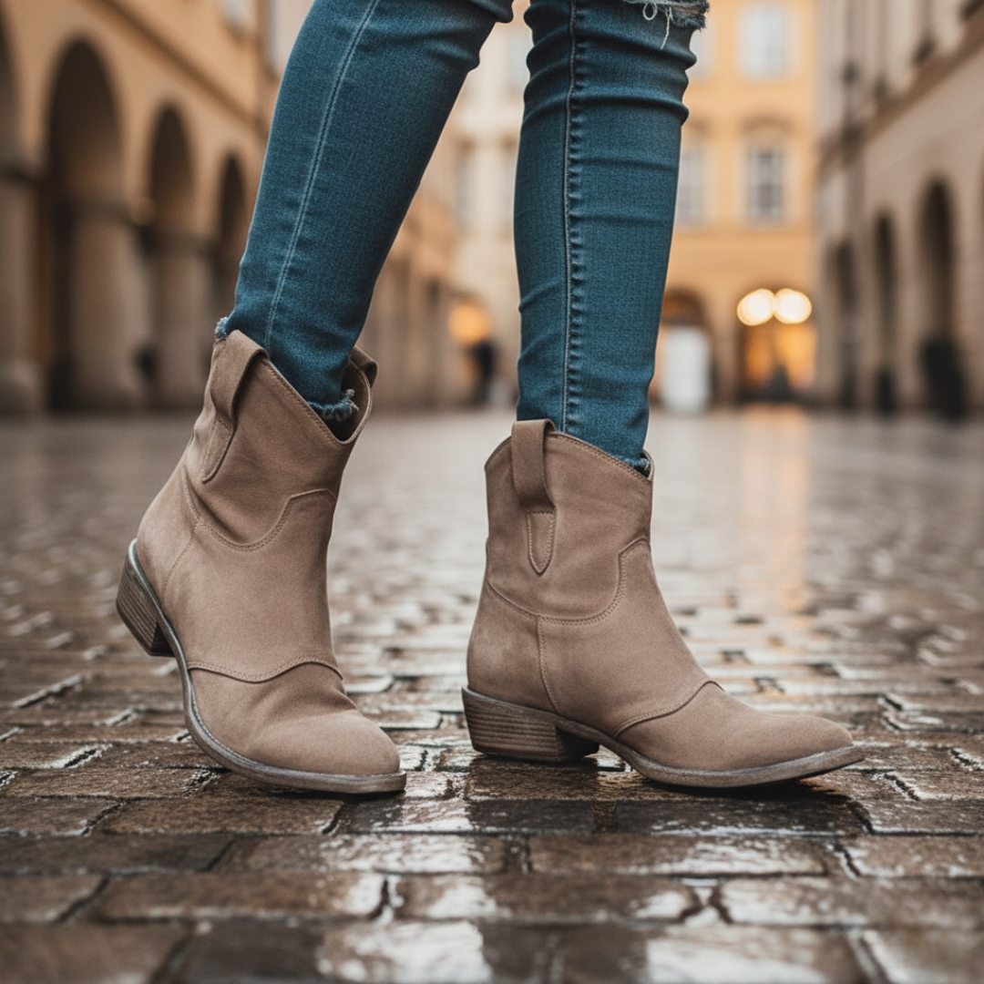 Women's faux leather Chelsea boots in black, blue, brown, gray, and purple with sleek elastic side panels
