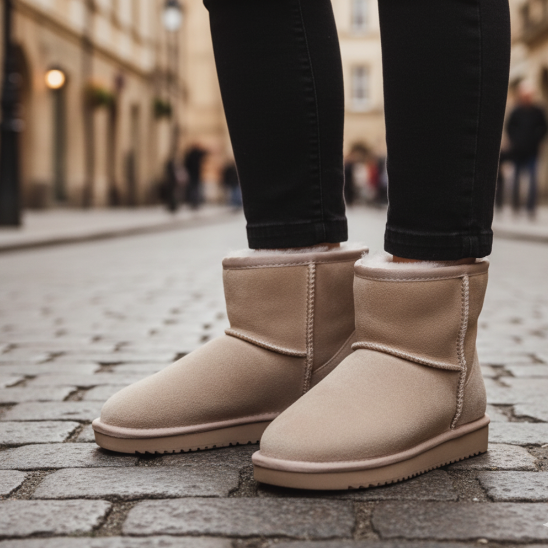 Women's warm-lined ankle boots with side zip closure, casual everyday style for cold weather comfort