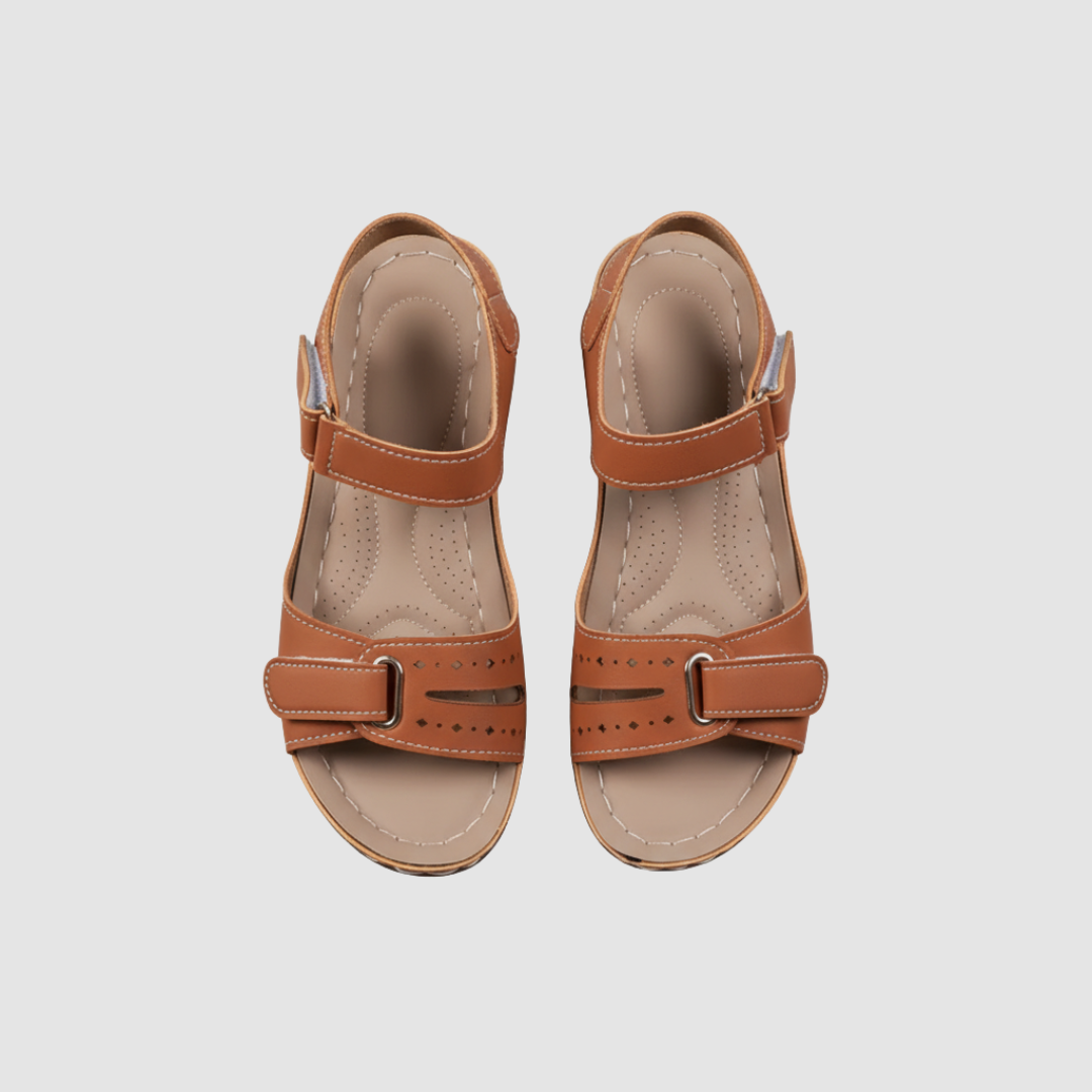 Women's wedge strap sandals in neutral tones, adjustable fit for all-day casual summer comfort