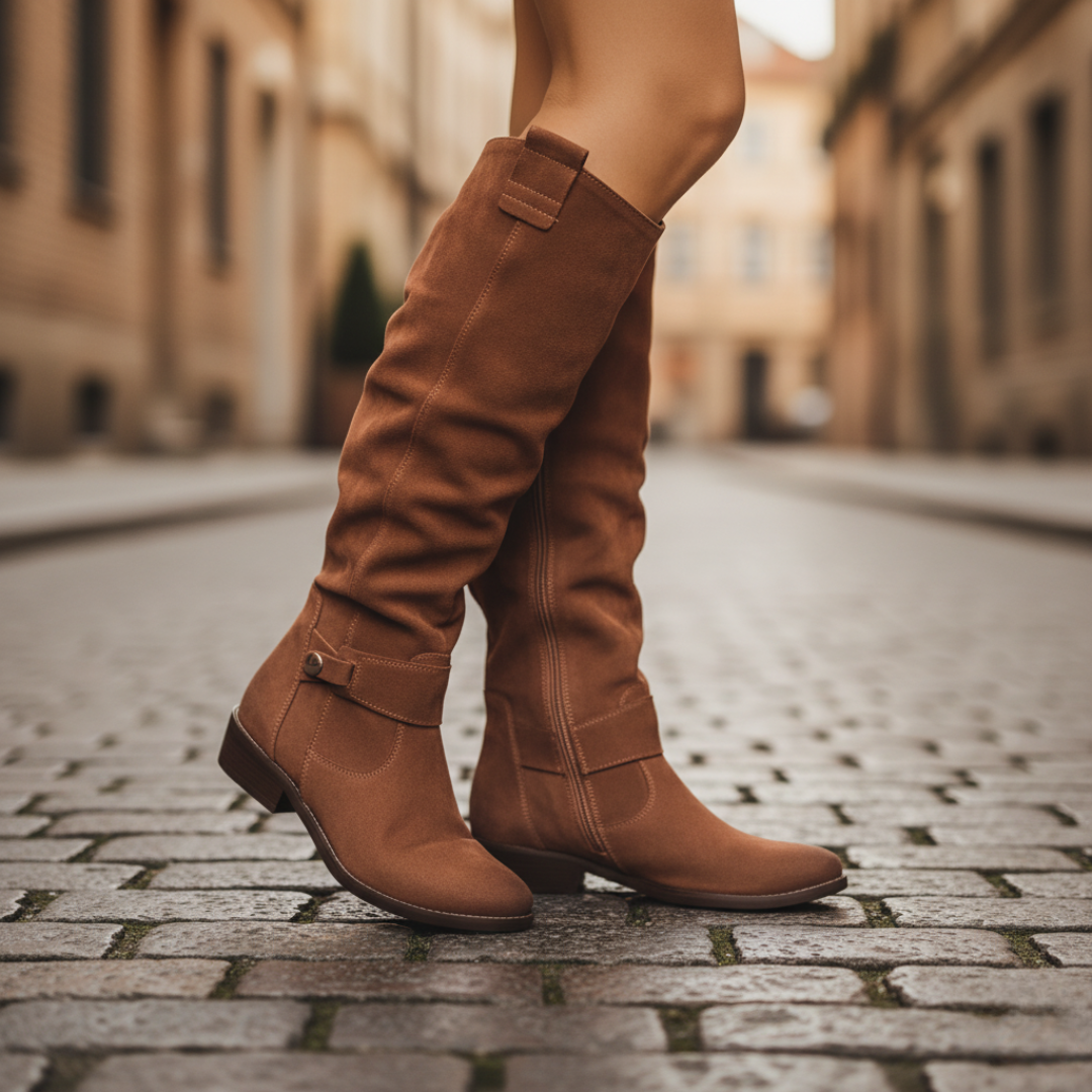 Women's faux leather zip boots in beige black brown, sleek everyday style with eco-friendly soft-touch finish