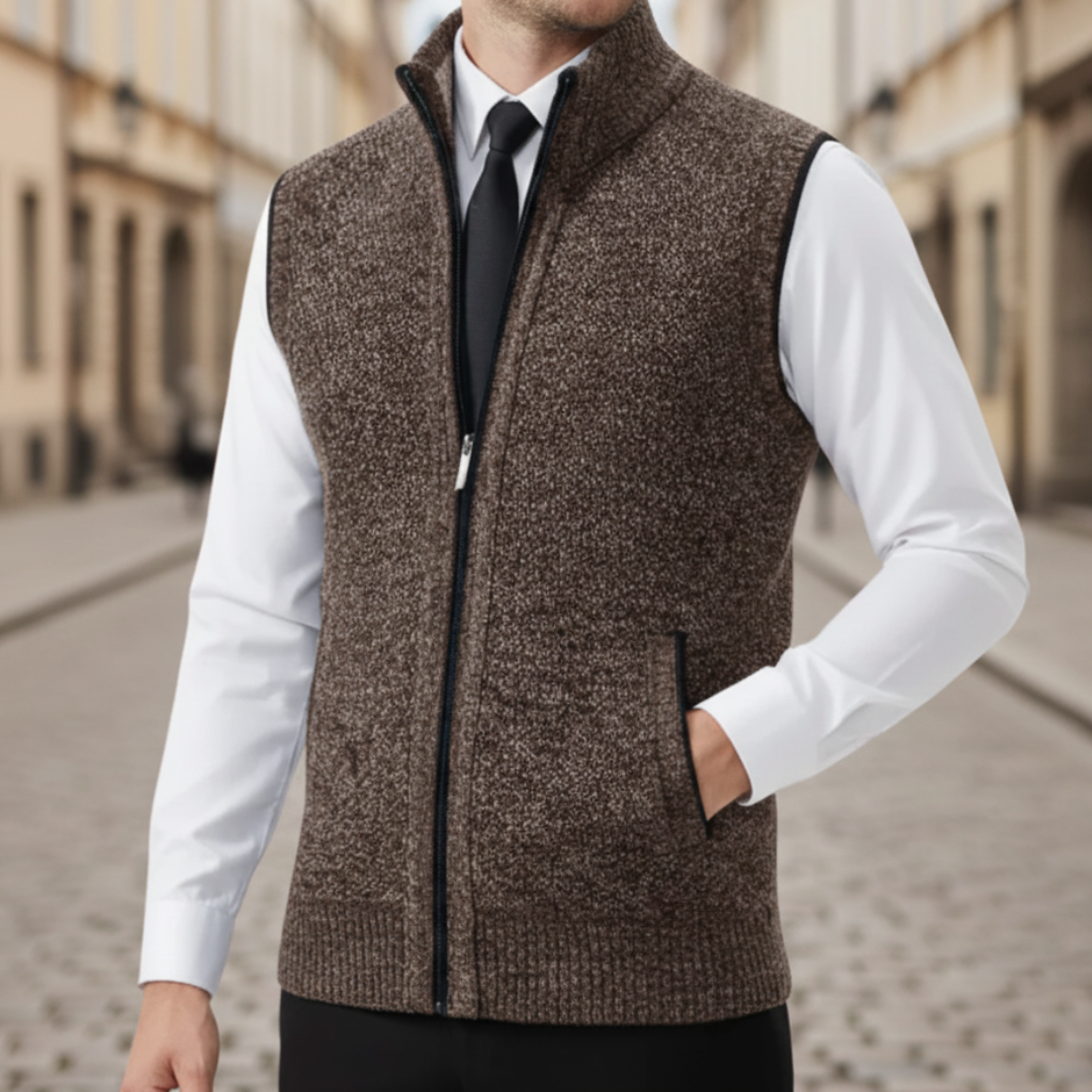 Men's lightweight zip vest high collar layering essential slim fit casual style for spring fall