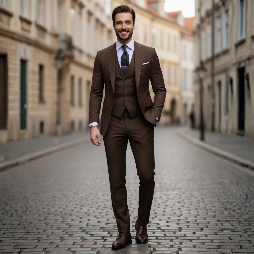Men's slim fit two-piece suit set black navy grey formal jacket and pants for weddings