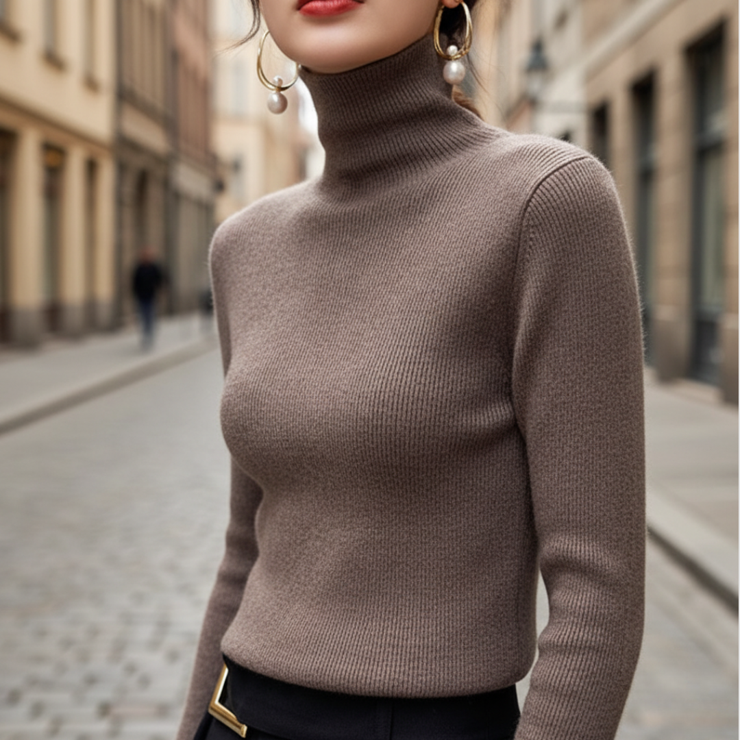 Women's soft crew neck sweater by Sui, cozy long-sleeve knit for everyday autumn winter wear