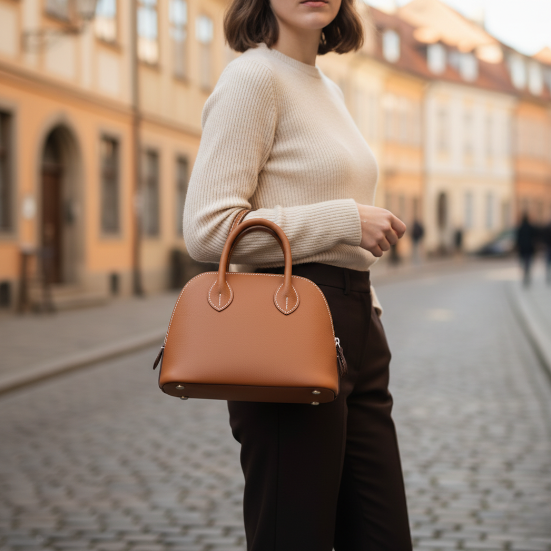 Women's synthetic leather handbag with durable handles, zip closure, versatile for everyday and formal wear