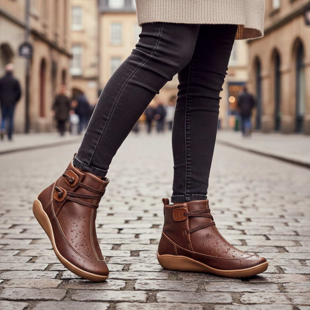 Women's eco-leather shoes with strap closure and contrasting colored sole for modern casual style