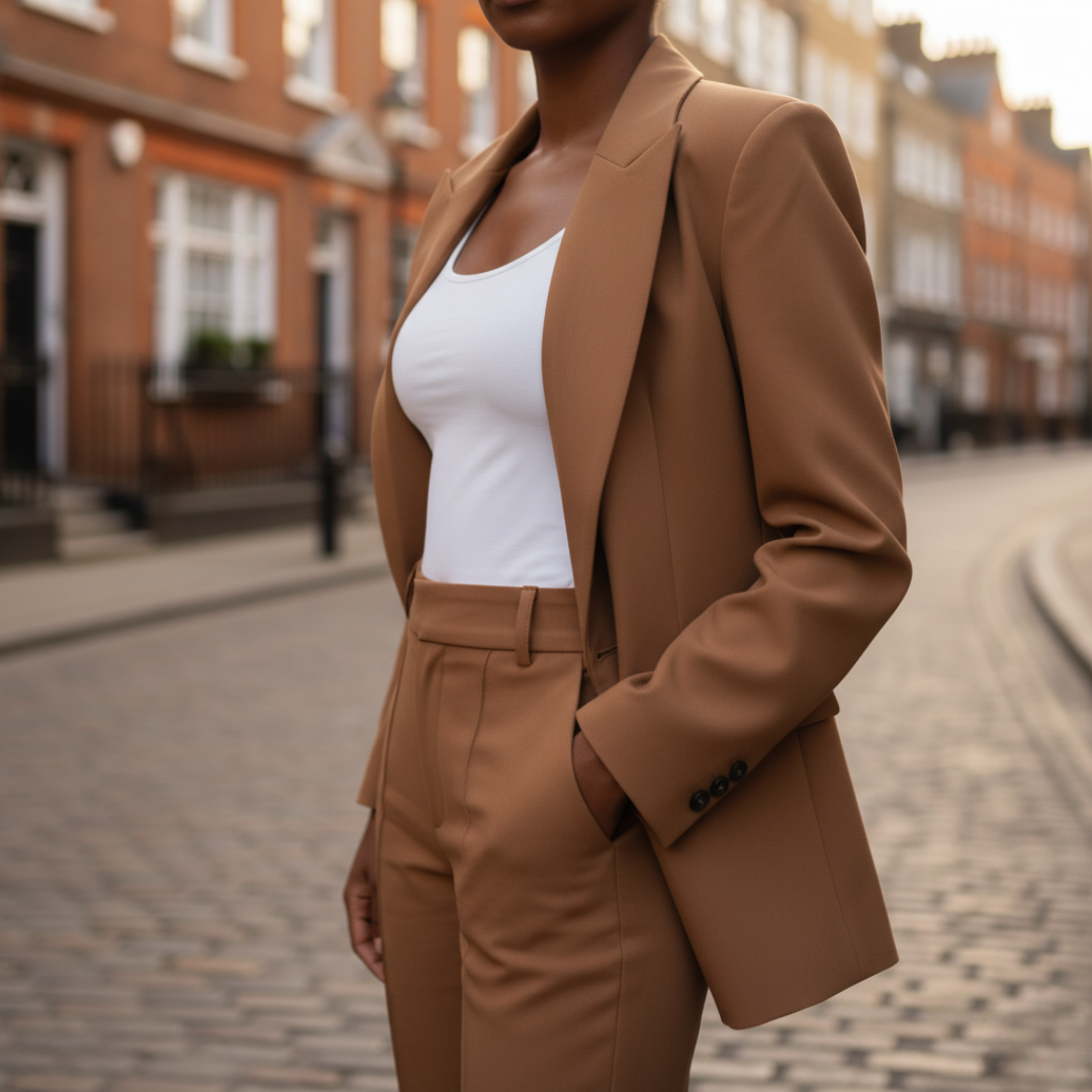 Women's formal suit jacket and pants set, professional comfort fit, tailored two-piece workwear