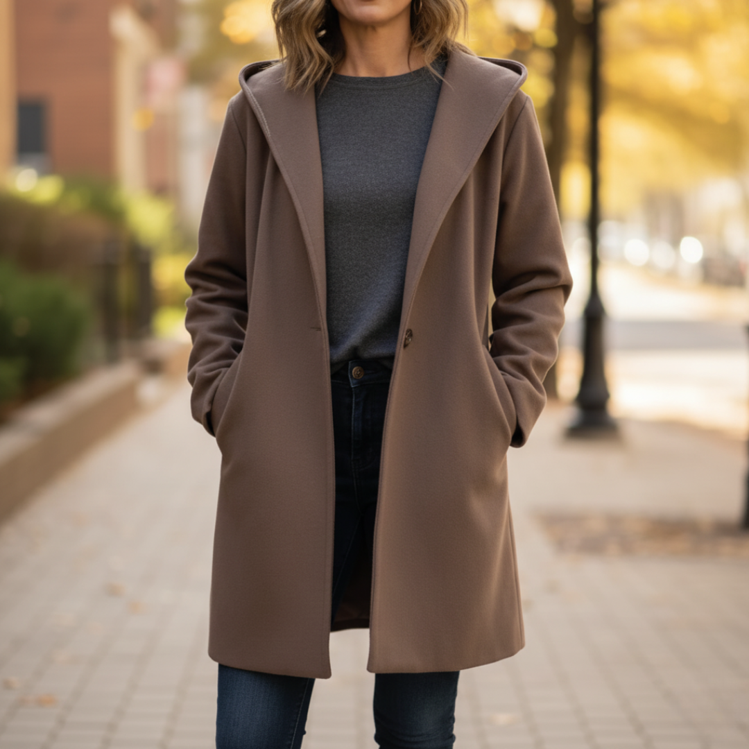 Women's hooded jacket relaxed fit durable fabric versatile everyday wear in black blue brown gray red