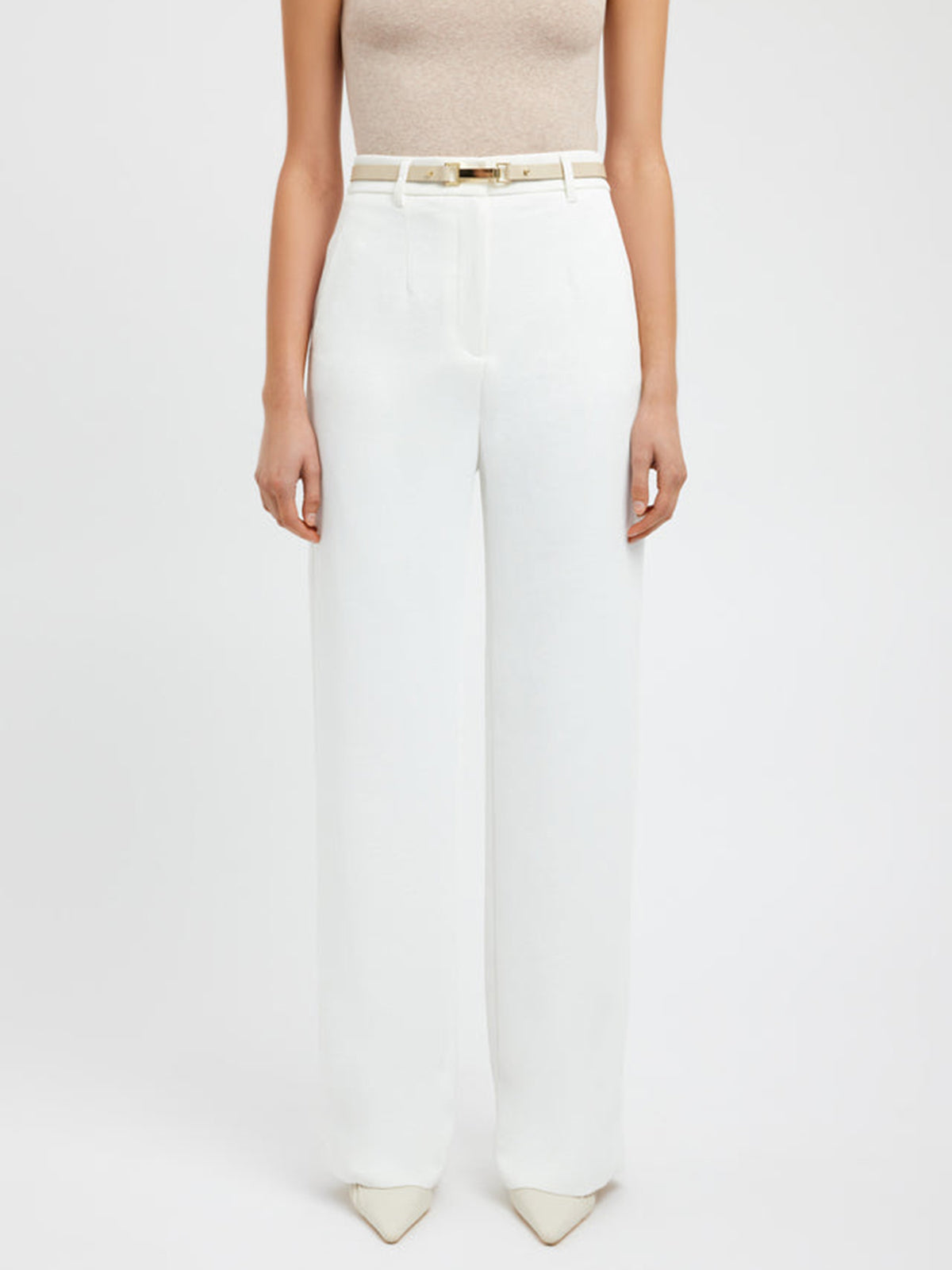 Women's black straight-leg work pants regular fit with pockets, polyester blend business casual