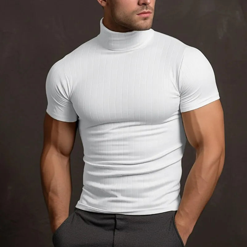 Men's solid turtleneck t-shirt slim fit soft premium fabric elegant smart-casual warmth