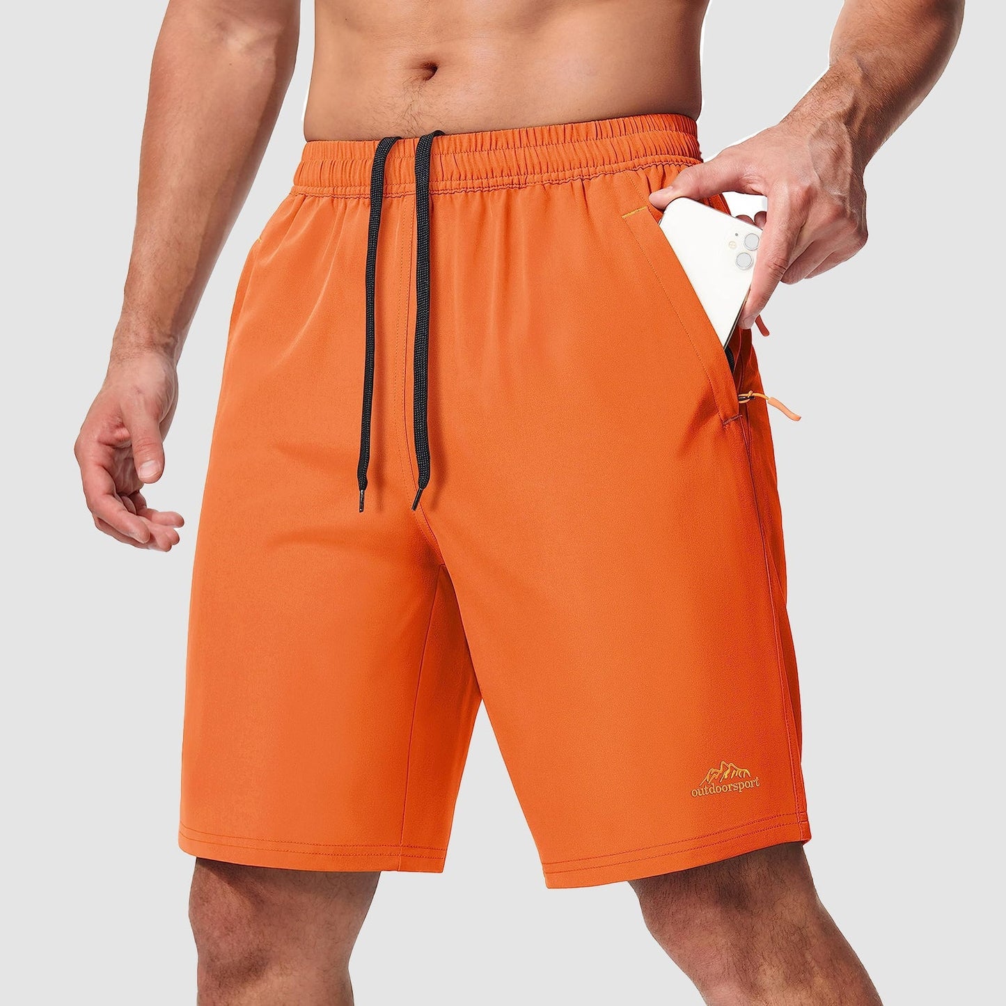 Men's lightweight quick-dry hiking shorts breathable drawstring waistband for outdoor running