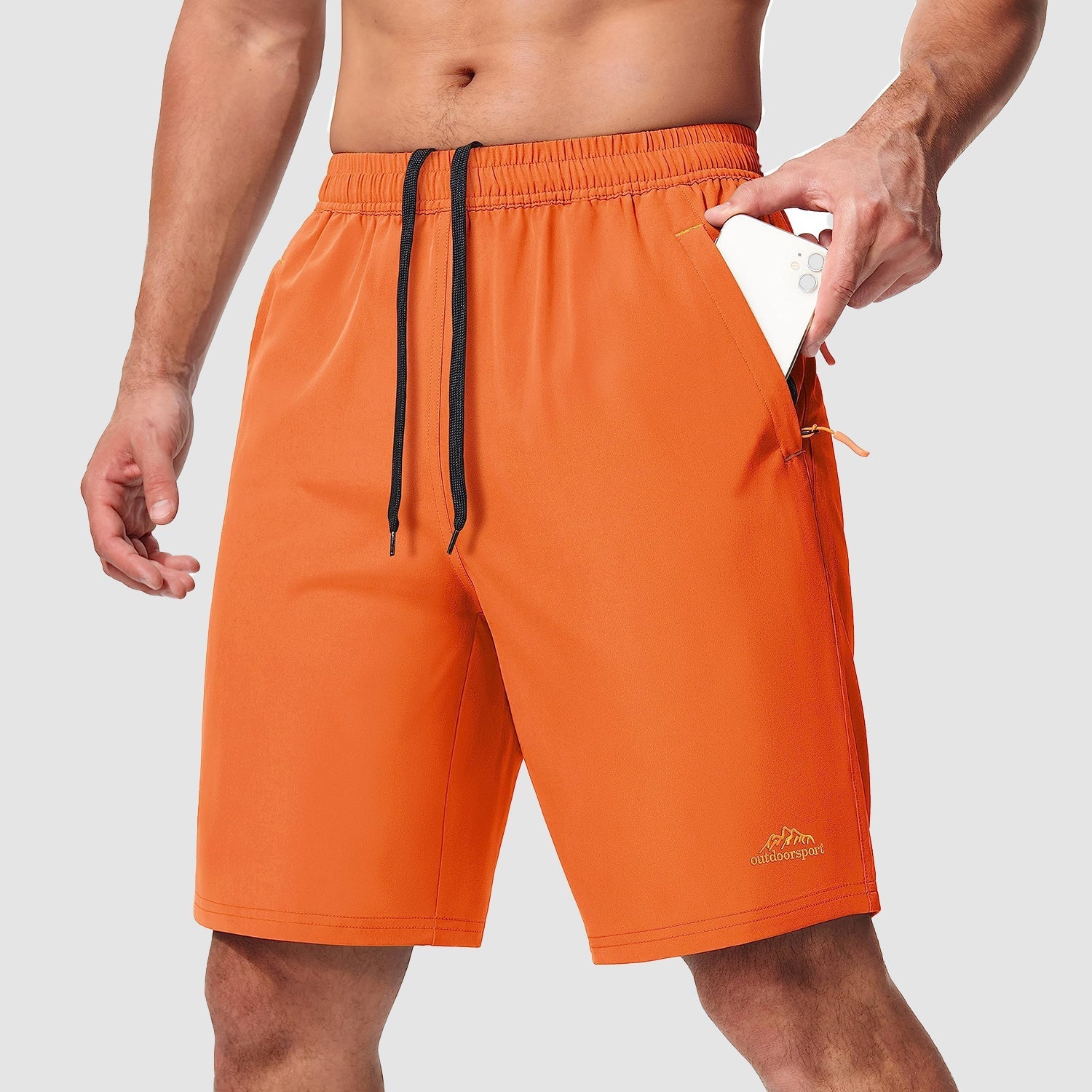 Men's lightweight quick-dry hiking shorts breathable drawstring waistband for outdoor running