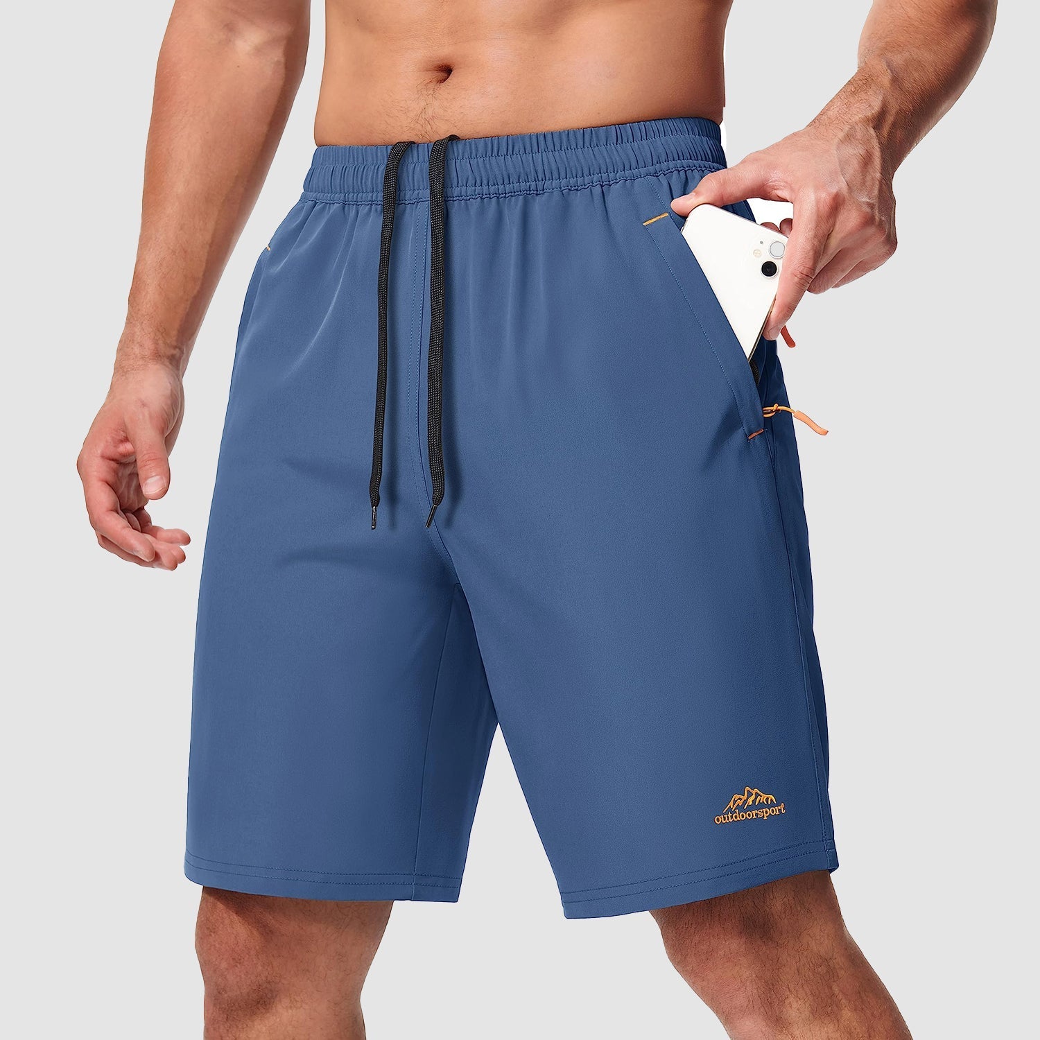 Men's lightweight quick-dry hiking shorts breathable drawstring waistband for running outdoor adventure