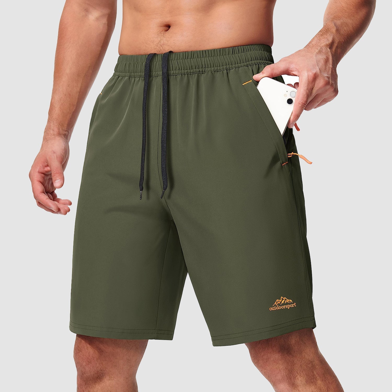 Men's lightweight quick-dry hiking shorts breathable drawstring waistband for running outdoor adventure