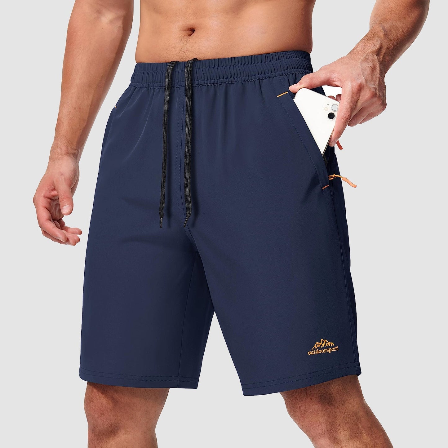 Men's lightweight quick-dry hiking shorts breathable drawstring waistband for running outdoor adventure