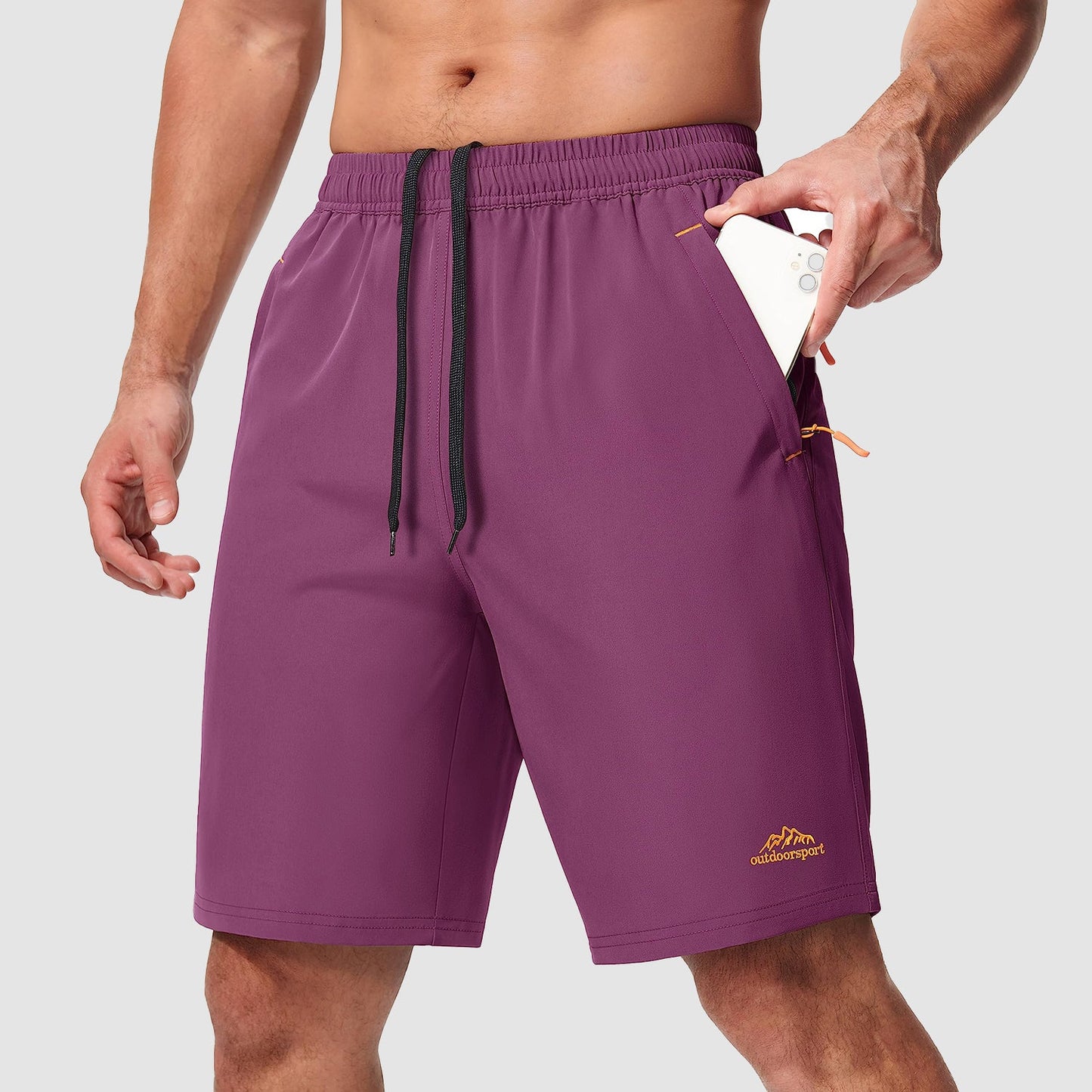 Men's lightweight quick-dry hiking shorts breathable drawstring running outdoor adventure