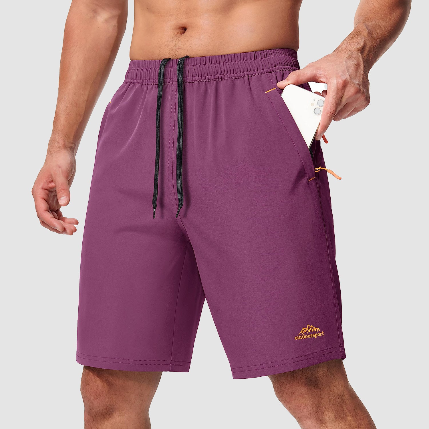 Men's lightweight quick-dry hiking shorts breathable drawstring running outdoor adventure