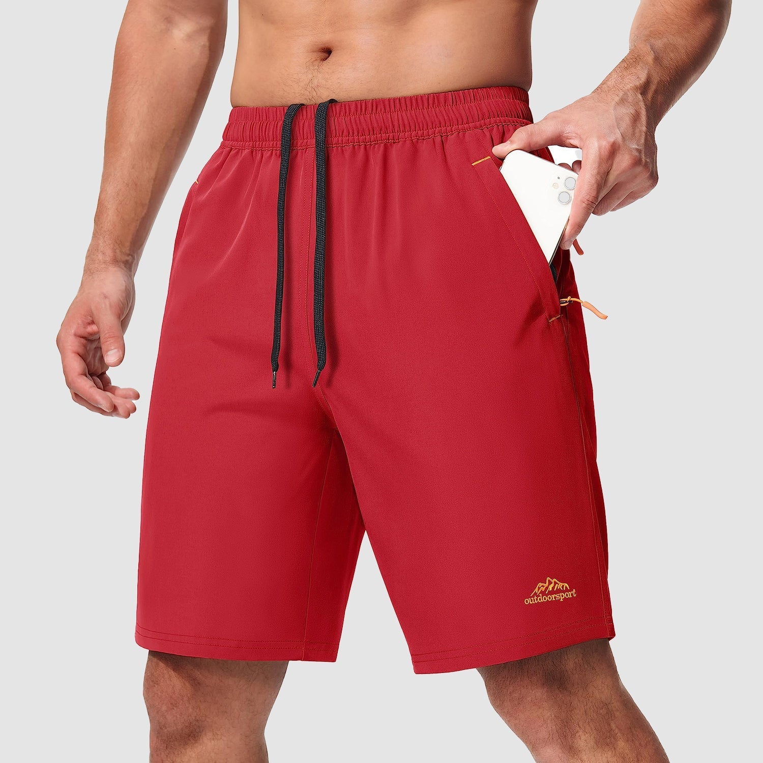 Men's lightweight quick-dry hiking shorts breathable drawstring waistband for running outdoor adventure