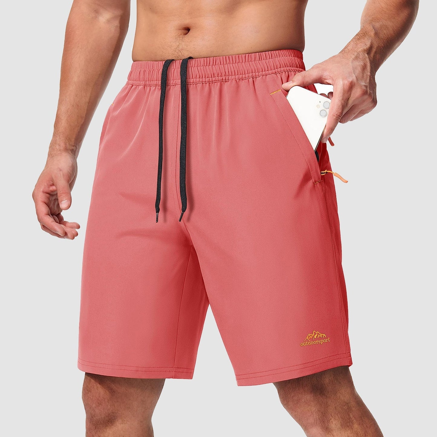Men's lightweight quick-dry hiking shorts breathable drawstring waistband for running outdoor adventure