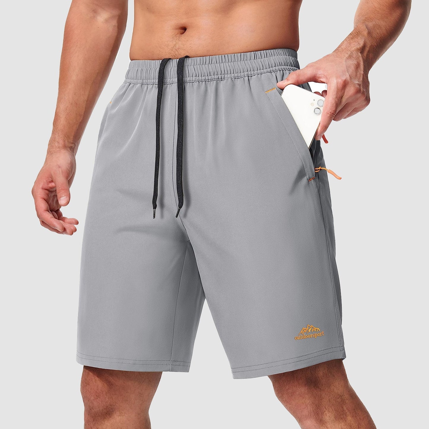 Men's lightweight quick-dry hiking shorts breathable drawstring waistband for running outdoor adventure