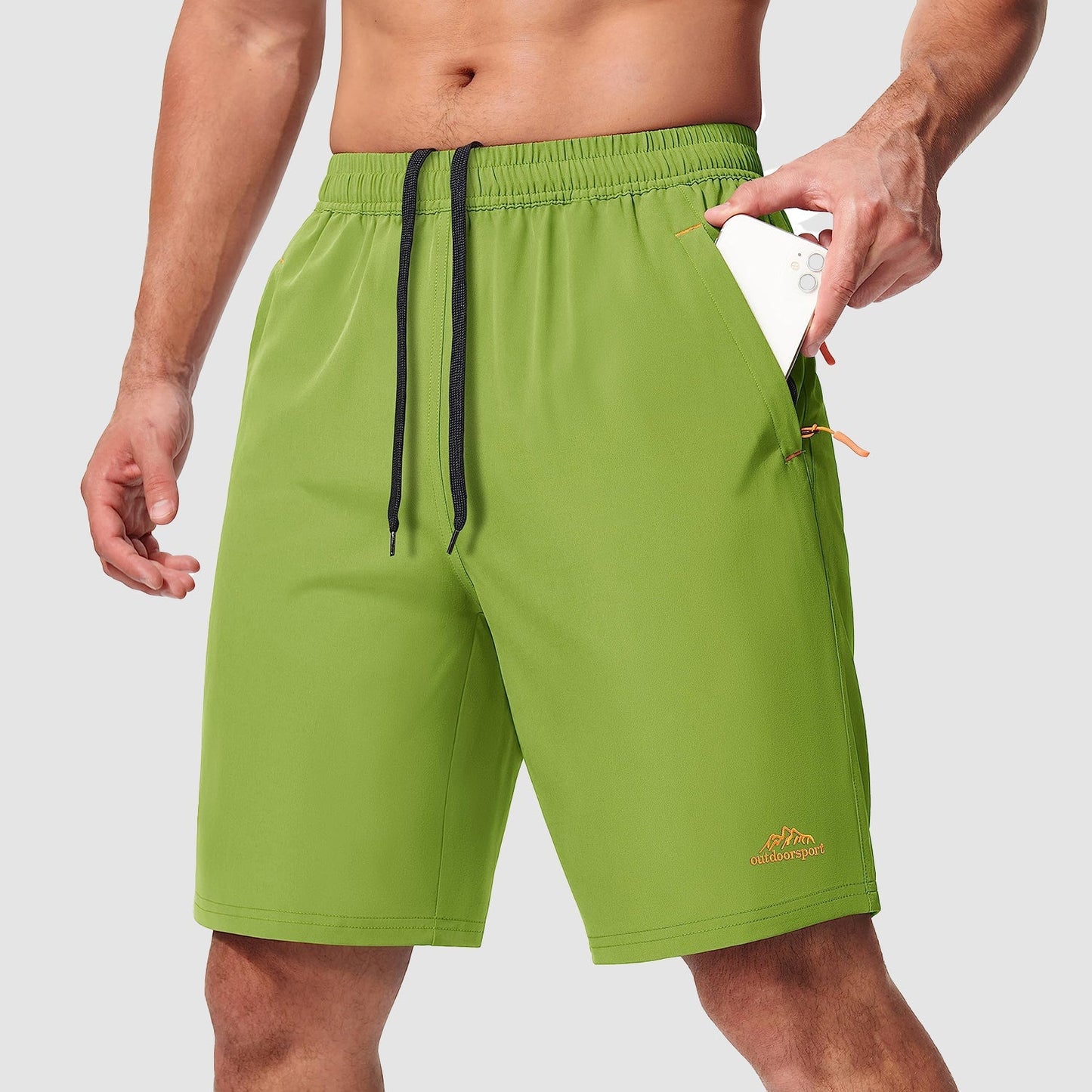 Men's lightweight quick-dry hiking shorts breathable drawstring waistband for outdoor running