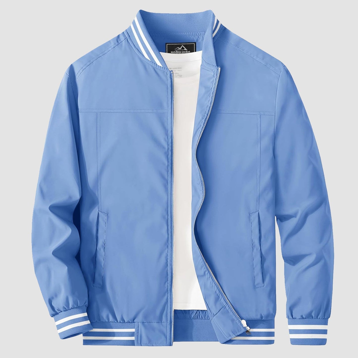 Men's lightweight bomber jacket windbreaker in versatile casual style with soft nylon lining for spring
