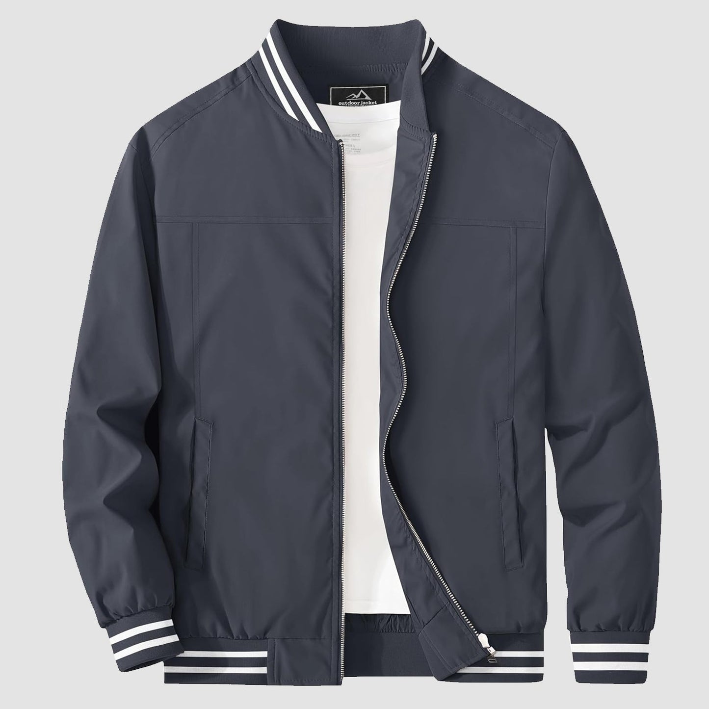 Men's lightweight bomber jacket windbreaker in versatile casual style with soft nylon lining