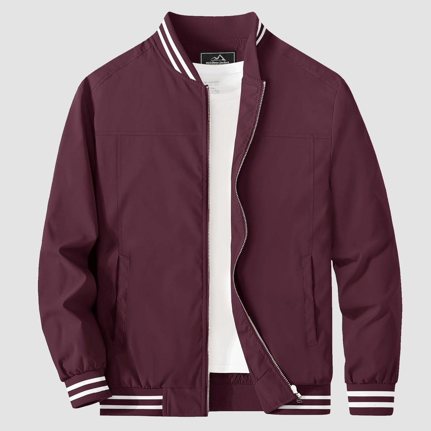 Urbann-Vibe Mens Lightweight Bomber Jacket Windbreaker Versatile Casual Outerwear With Soft Nylon Lining