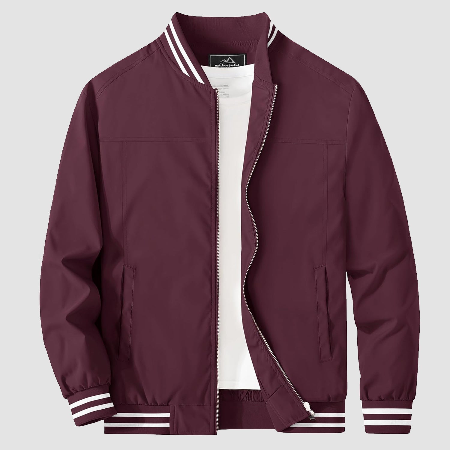 Urbann-Vibe Mens Lightweight Bomber Jacket Windbreaker Versatile Casual Outerwear With Soft Nylon Lining