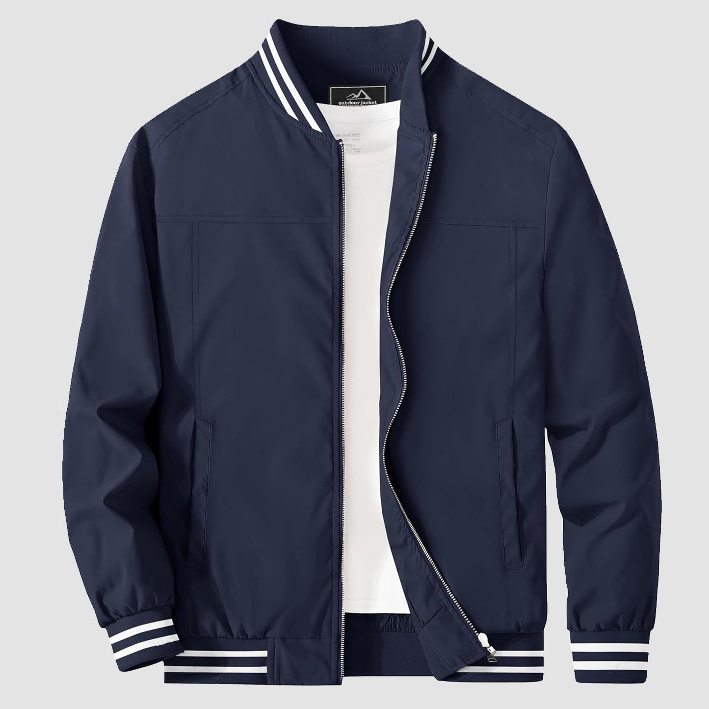 Men's lightweight bomber jacket windbreaker in versatile style with soft nylon lining for casual outerwear