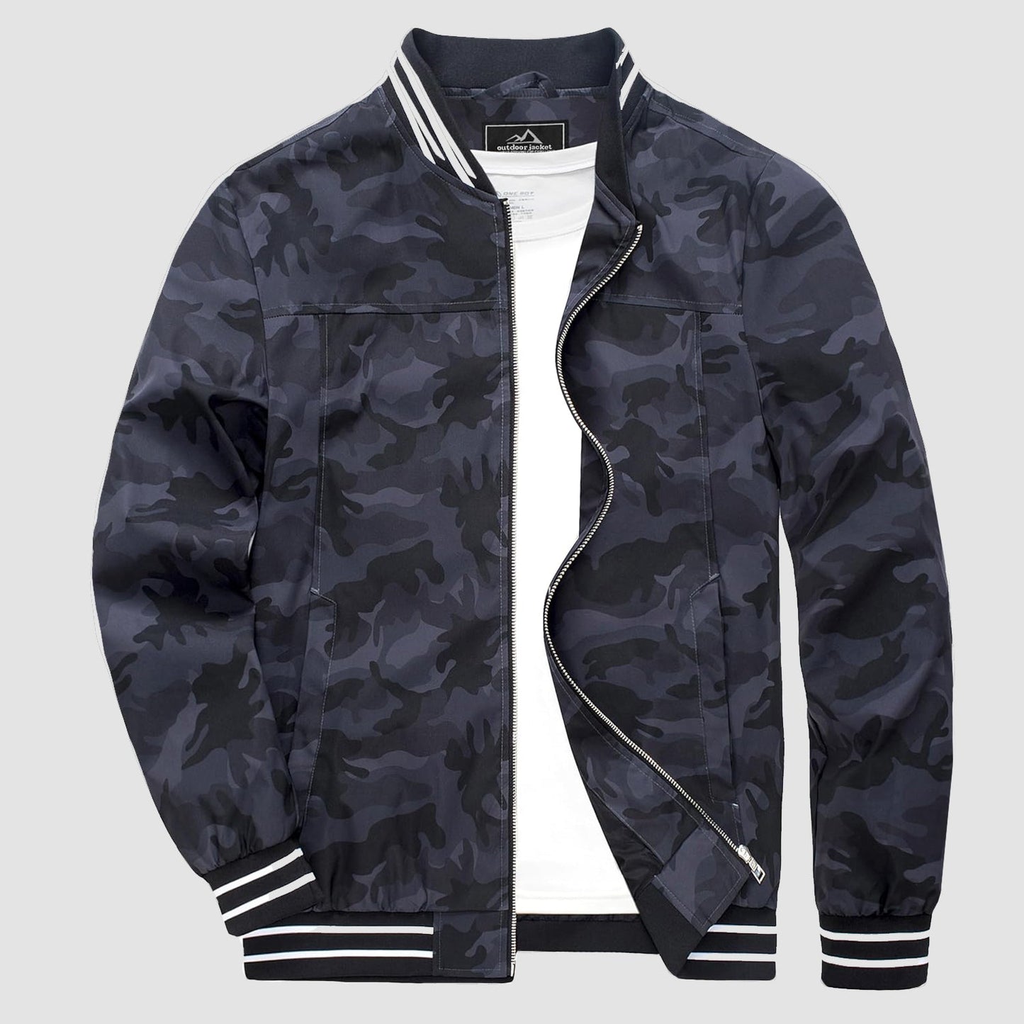 Men's lightweight bomber jacket windbreaker in versatile casual style with soft nylon lining for spring