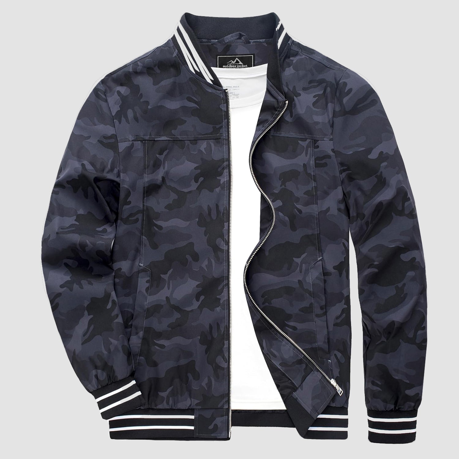 Men's lightweight bomber jacket windbreaker in versatile casual style with soft nylon lining for spring