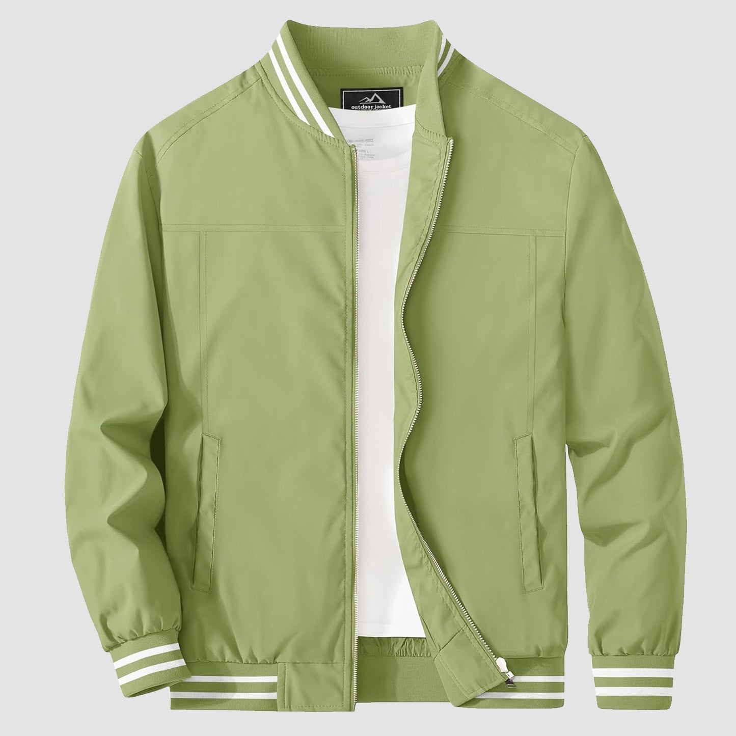 Men's lightweight bomber jacket windbreaker in versatile casual style with soft nylon lining