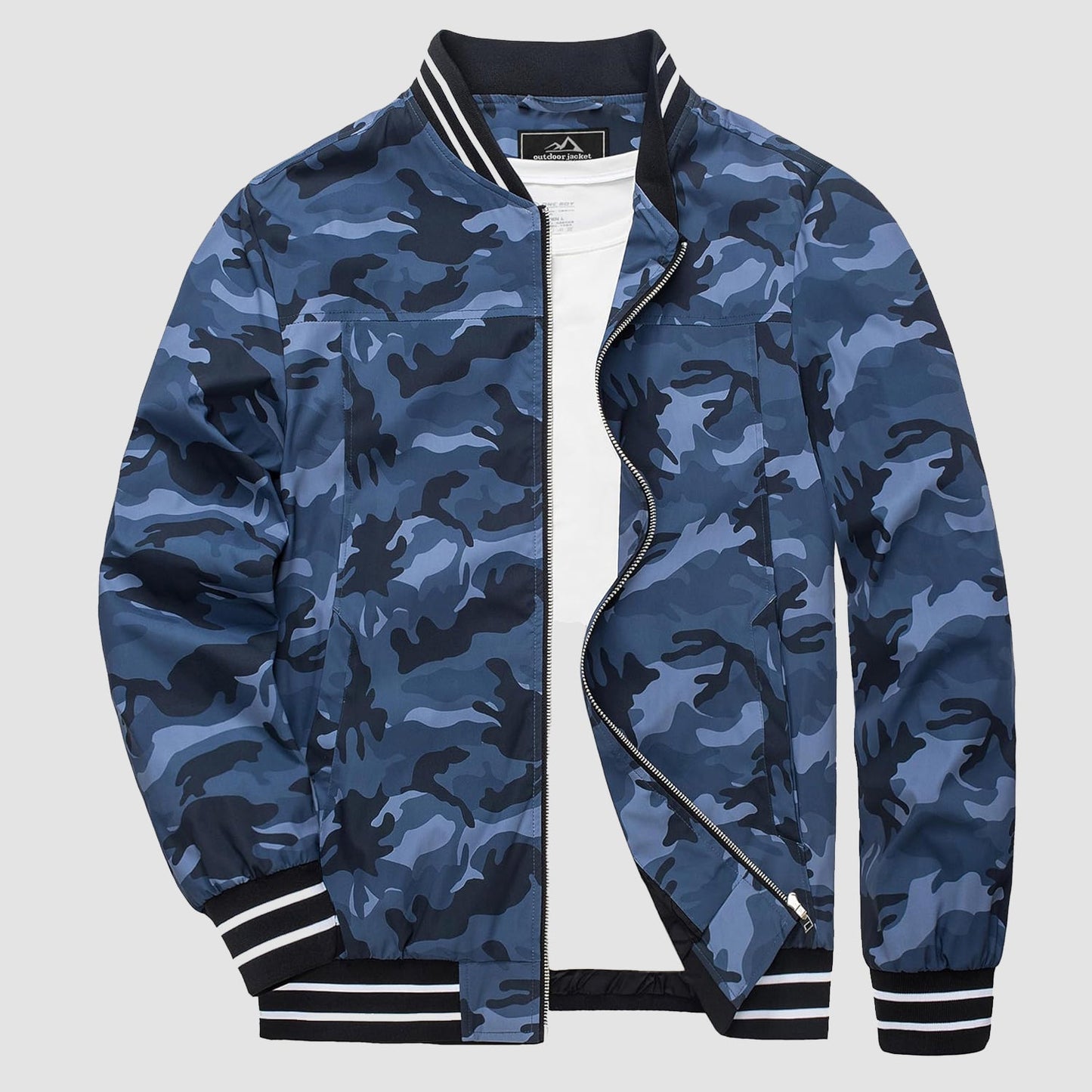 Men's lightweight bomber jacket windbreaker in versatile casual style with soft nylon lining
