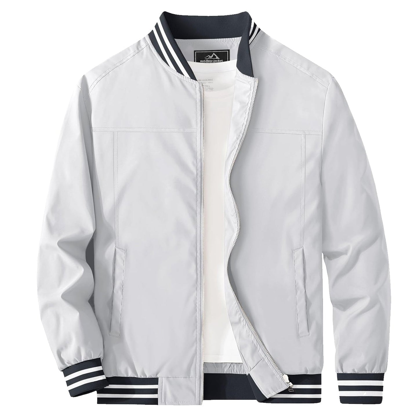 Men's lightweight bomber jacket windbreaker casual outerwear with soft nylon lining versatile spring fall